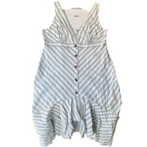 Davi & Dani Women Midi Dress size 3XL Sleeveless V-neck Casual Gray White Stripe